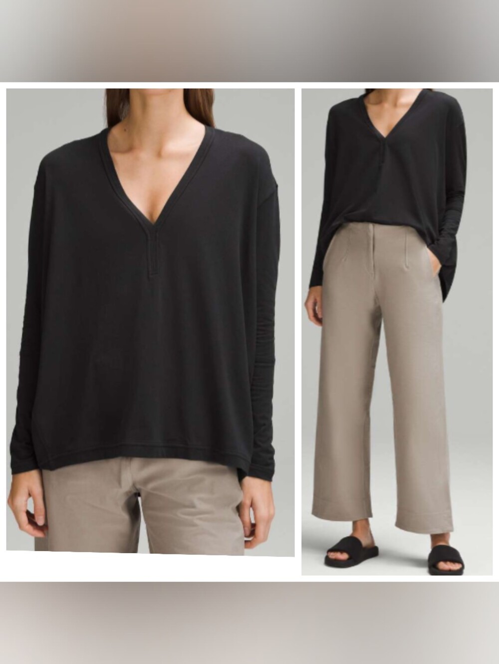 Lululemon Back In Action V-Neck Long Sleeve Shirt Washed Black Yoga Casual - 8